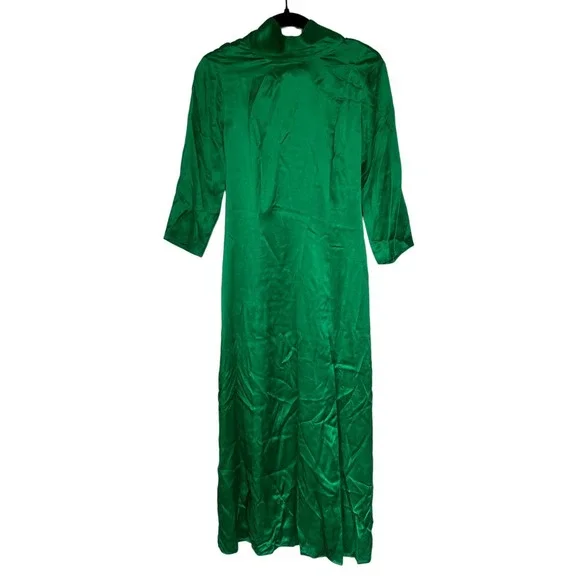 J. Crew Collection Open-Back Silk Charmeuse Long Sleeve Mock Neck Dress Size 0 - Picture 3 of 11